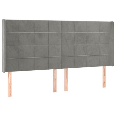 Łóżko kontynentalne z materacem i LED, szare 200x200cm, aksamit