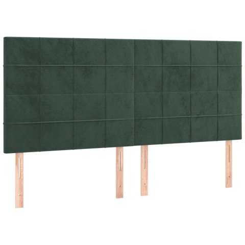 Łóżko kontynentalne z materacem i LED zielony aksamit 180x200cm
