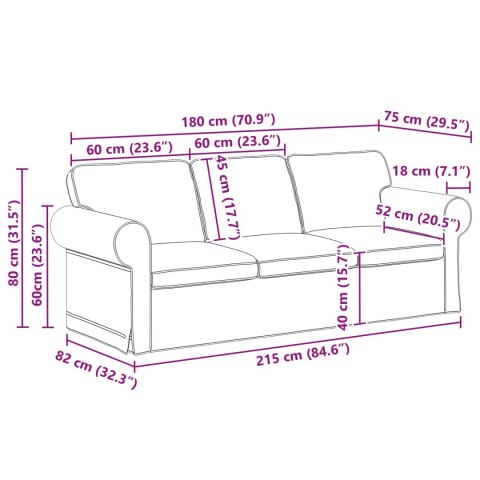 Sofa Jasnoszary 215 x 82 x 80 cm Metal