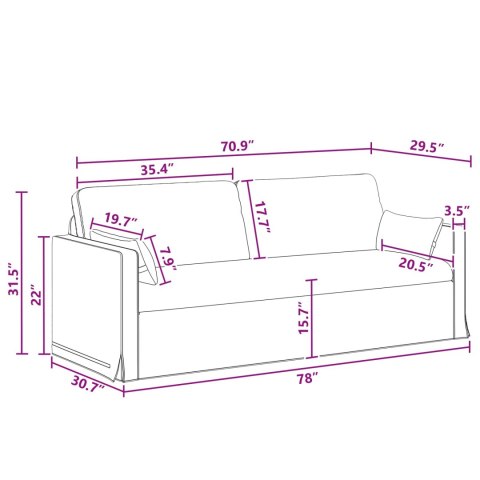 Sofa Ciemnoszary 198 x 78 x 80 cm Metal
