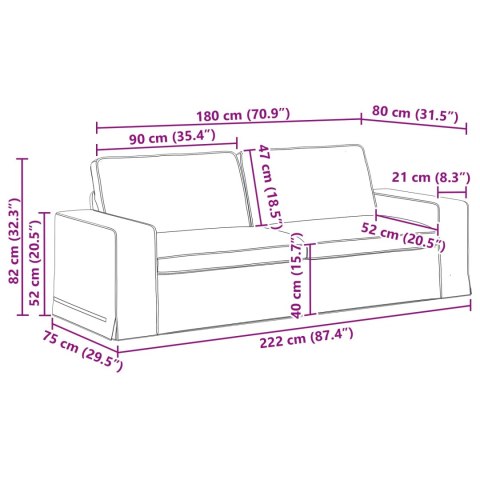 Sofa Jasnoszary 222 x 80 x 82 cm Metal