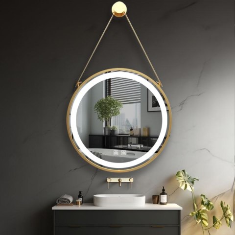 IREDA Lustro łazienkowe LED z oświetleniem, złota rama, 60cm