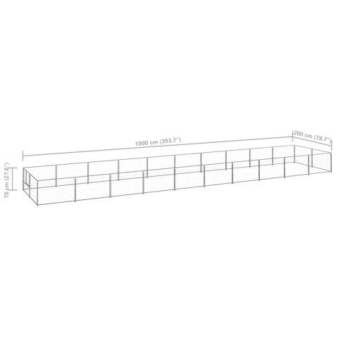 Kojec dla psa, srebrny, 20 m², stalowy