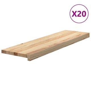 Stopnie schodowe, 20 szt. surowe 90x30x2cm lite drewno dębowe