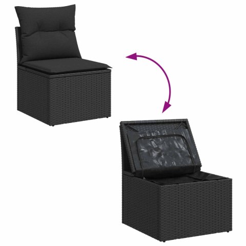 Zestaw Sof na Ogród z poduszką 12 pcs Czarny Rattan poli