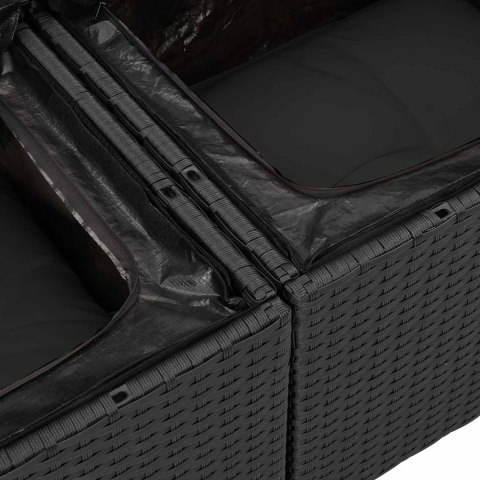 Zestaw Sof na Ogród z poduszką 12 pcs Czarny Rattan poli