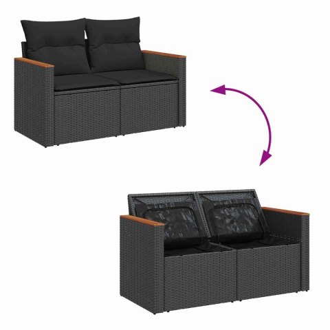 Zestaw Sof na Ogród z poduszką 12 pcs Czarny Rattan poli