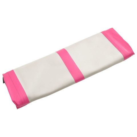 Mata gimnastyczna z pompką, 600x100x15 cm, PVC, różowa