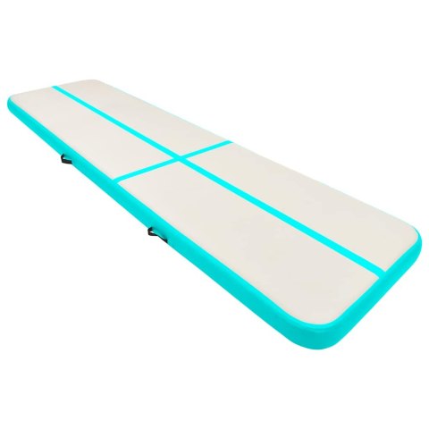 Mata gimnastyczna z pompką, 600x100x20 cm, PVC, zielona