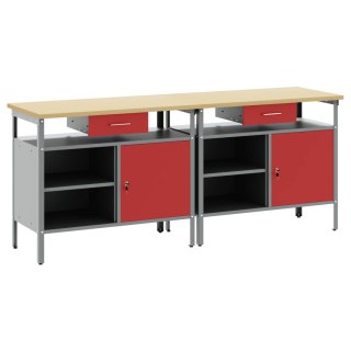 Zestaw stołu warsztatowego 2 pcs Czerwony 200 x 55 x 85 cm