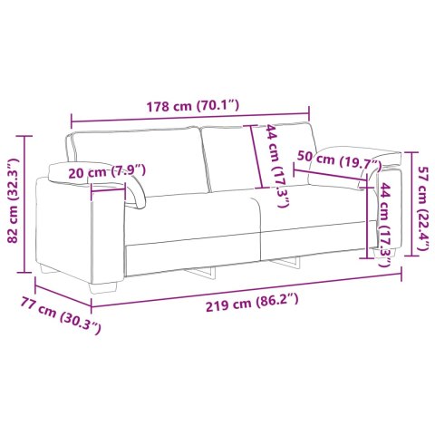 Sofa 178cm Czerwone wino tkanina