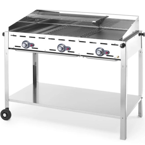 Grill gazowy "Green Fire" 3 palniki 17,4kW z osłoną i półką - Hendi 149591