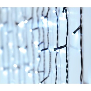 LAMPKI CHOINKOWE KURTYNA ŚWIETLNA ZEW 180 LED STEROWNIK TIMER ZIMNY BIAŁY KABEL ZIELONY