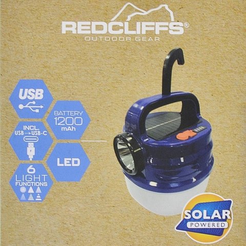 LATARKA LAMPA CAMPING ŁADOWANIE USB I SOLAR REDCLIFFS