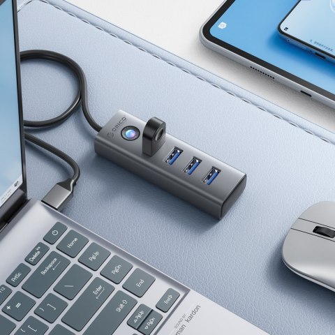 Hub adapter rozdzielacz PDD4U-U3 4x USB-A - szary
