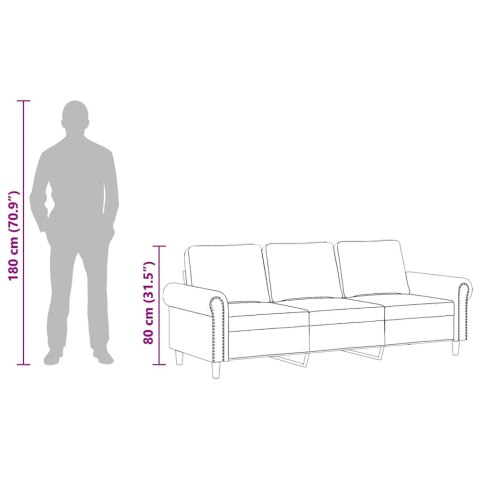 Sofa 3-osobowa, brązowa, 180 cm, tapicerowana aksamitem
