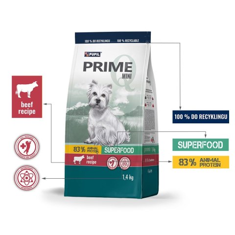 PUPIL Prime Mini bogata w wołowinę wątróbką 1,4 kg