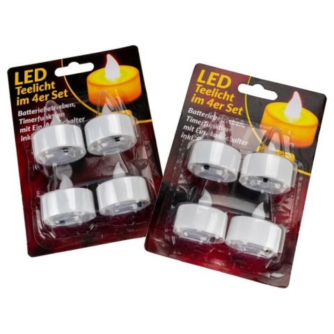 Zestaw 8 LED świeczek tealight z timerem, ciepła biel