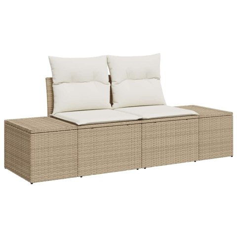 Zestaw Sof na Ogród 11 pcs Beżowy i kremowy Rattan poli