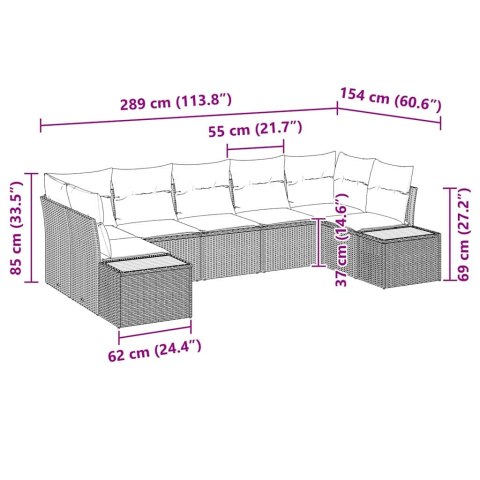 Zestaw Sof na Ogród 7 pcs Beżowy i kremowy Technorattan