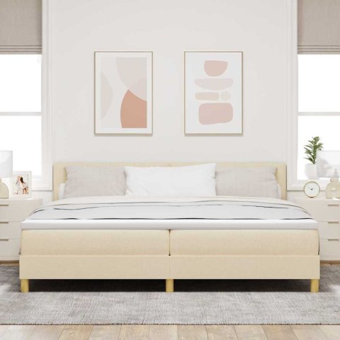 Łóżko sprężynowe z materacem Kremowy 200 x 200 cm tkanina