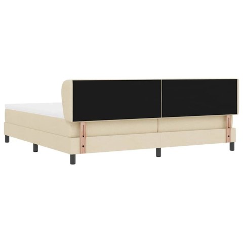 Łóżko sprężynowe z materacem Kremowy 200 x 200 cm tkanina