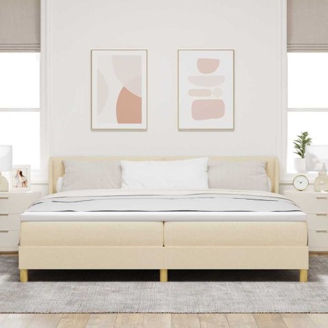 Łóżko sprężynowe z materacem Kremowy 200 x 200 cm tkanina