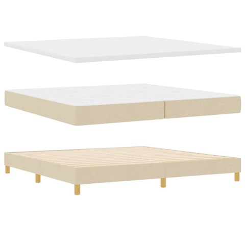 Łóżko z sprężyną LED z materacem Kremowy 200 x 200 cm tkanina