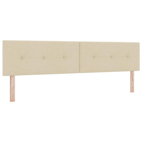 Łóżko z sprężyną LED z materacem Kremowy 200 x 200 cm tkanina