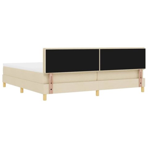 Łóżko z sprężyną LED z materacem Kremowy 200 x 200 cm tkanina
