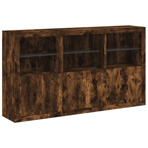 Szafka z oświetleniem LED, przydymiony dąb, 181,5x37x100 cm