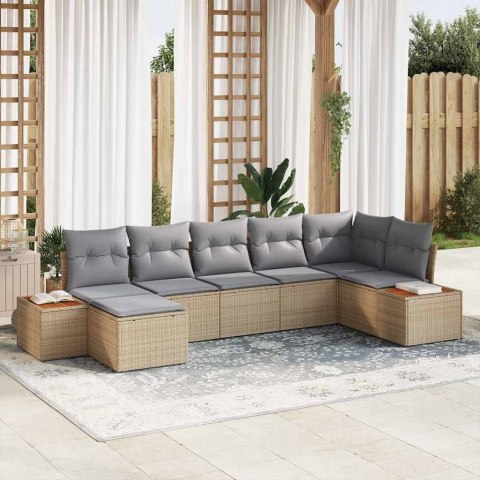 Zestaw Sof na Ogród 7 pcs Beżowy i jasnoszary Rattan poli