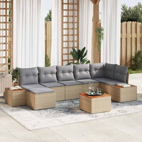 Zestaw Sof na Ogród 8 pcs beżowo-jasnoszary Rattan poli