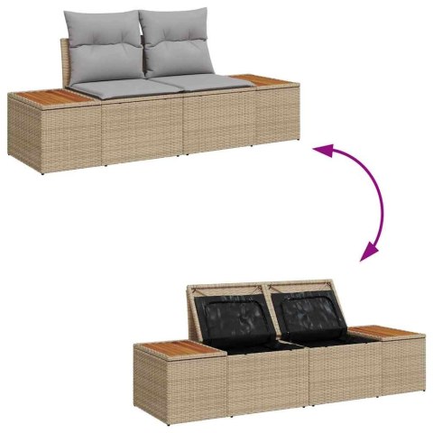 Zestaw Sof na Ogród 8 pcs beżowo-jasnoszary Rattan poli