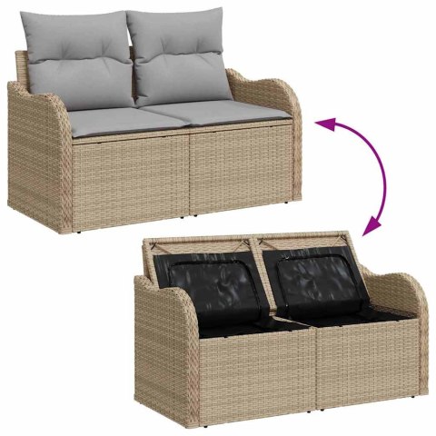 Zestaw Sof na Ogród z poduszką 5 pcs Beżowy Rattan poli
