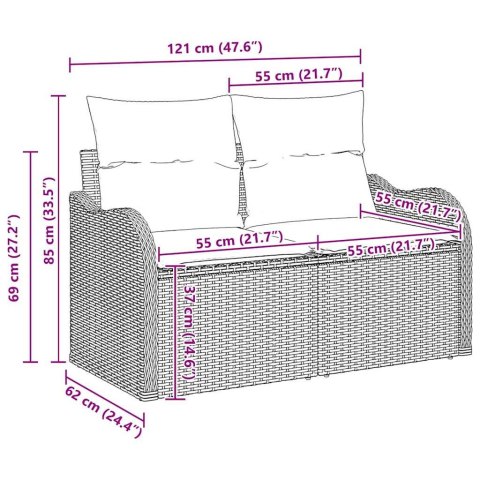 Zestaw Sof na Ogród z poduszką 9 pcs Beżowy Rattan poli