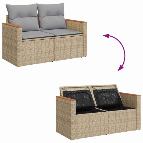 Zestaw Sof na Ogród z poduszką 8 pcs Beżowy Polirattan