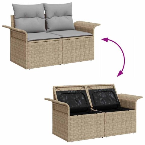 Zestaw Sof na Ogród z poduszką 8 pcs Beżowy i jasnoszary