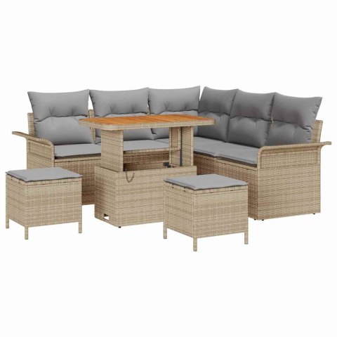 Zestaw Sof na Ogród z poduszką 8 pcs Beżowy i jasnoszary