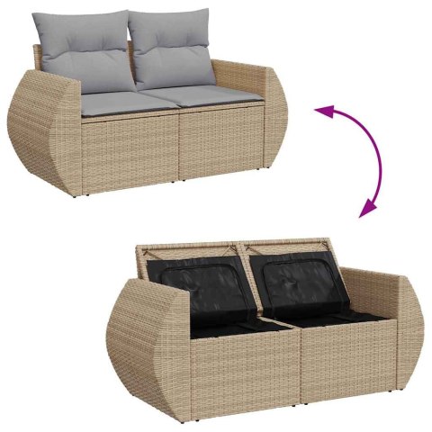 Zestaw Sof na Ogród z poduszką 8 pcs beżowo-jasnoszary