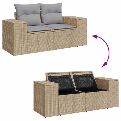 Zestaw Sof na Ogród z poduszką 9 pcs Beżowy i jasnoszary