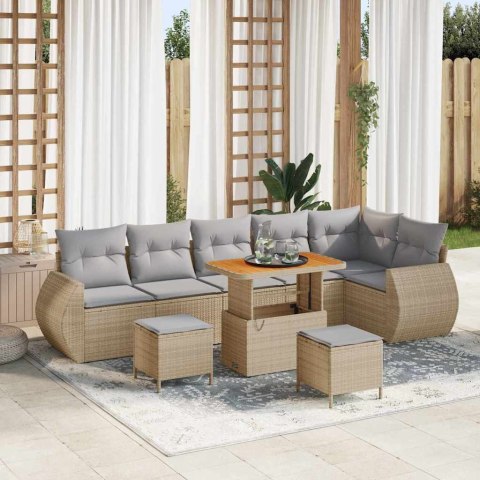 Zestaw Sof na Ogród z poduszką 9 pcs beżowo-jasnoszary