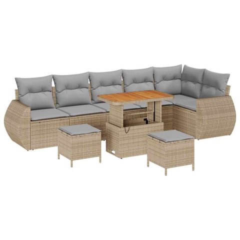 Zestaw Sof na Ogród z poduszką 9 pcs beżowo-jasnoszary