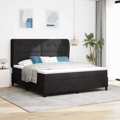 Łóżko sprężynowe z materacem Czarny 200 x 180 cm Poliester
