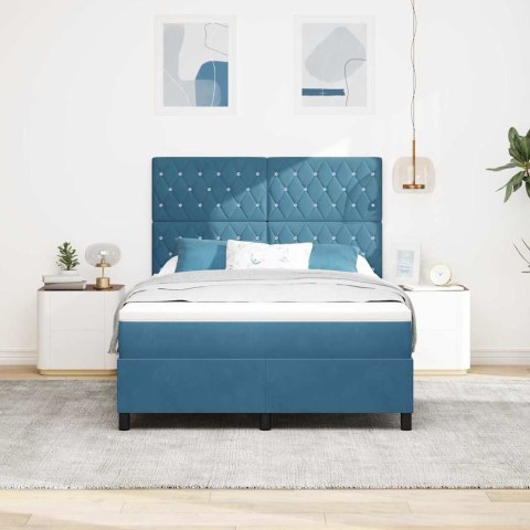 Łóżko z sprężyną LED Ciemnoniebieski 140 x 190 cm tkanina