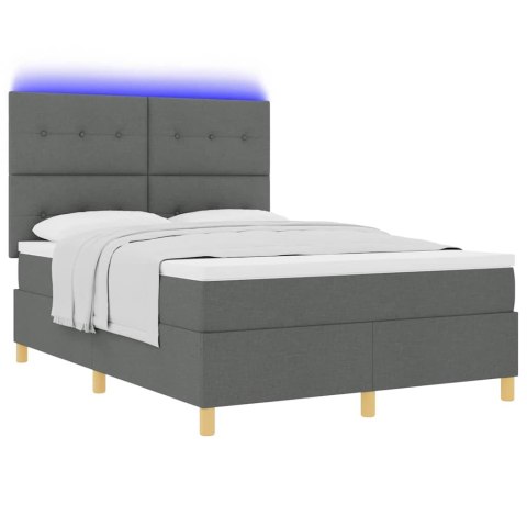 Łóżko z sprężyną LED Ciemnoszary 140 x 190 cm tkanina