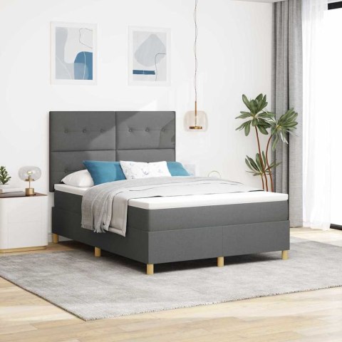 Łóżko z sprężyną LED Ciemnoszary 140 x 200 cm tkanina