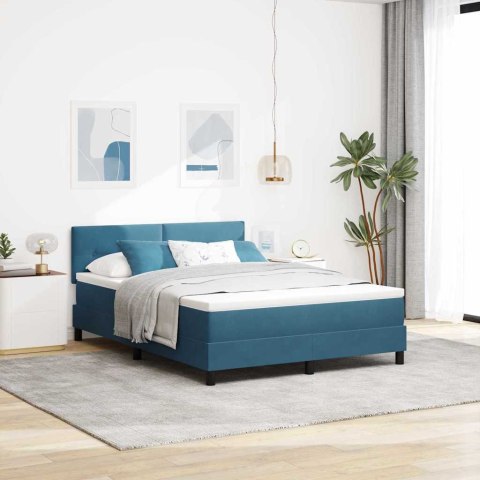Łóżko z sprężyną LED z LED Ciemnoniebieski 140 x 190 cm Aksamit