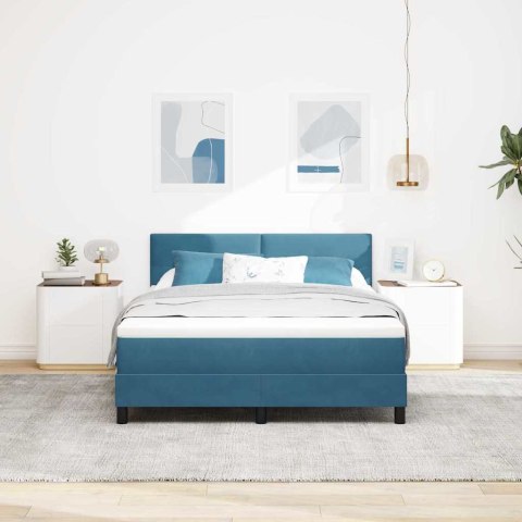 Łóżko z sprężyną LED z LED Ciemnoniebieski 140 x 190 cm Aksamit