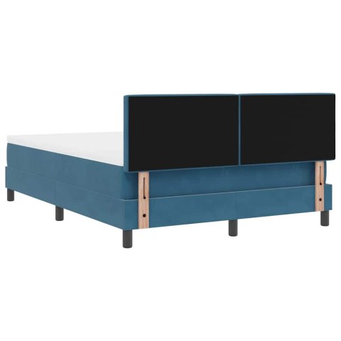 Łóżko z sprężyną LED z LED Ciemnoniebieski 140 x 190 cm Aksamit
